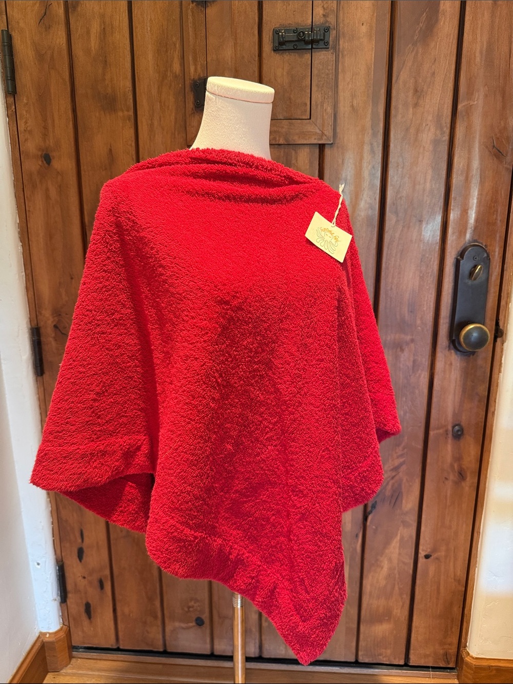 Simone Fan Red Beach Pool Coverup Poncho Made in CA Resortwear